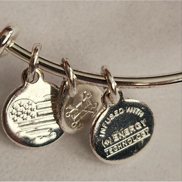 Alex and Ani Silver Bracelet with Red Gemstone Charm - Picture 3 of 4